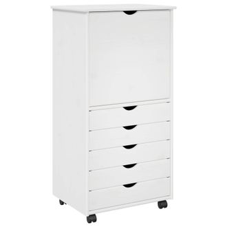 vidaXL Gabinete Rodante 53 X 39 X 103 Cm Madera De Pino Macizo Vidaxl