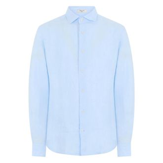 GANT Casual Shirts, male, Blue, Size: XL Reg Linen Shirt