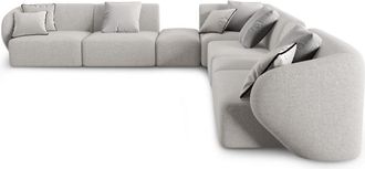BLOOMINGLOFT 7-Sitzer Design-Ecksofa Chiara Chenille ohne Rückenlehne
