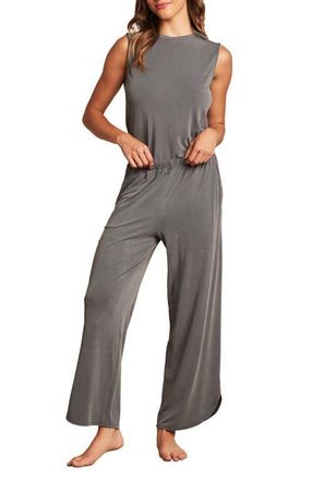 Barefoot Dreams Malibu Collection Sand Washed Jersey Wide Leg Pajamas in Dark Steel Blue at Nordstrom, Size X-Small