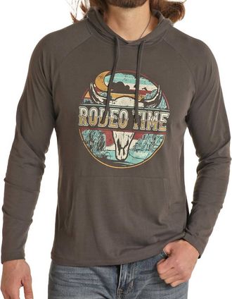 Rock & Roll Cowboy Dale Brisby Long Sleeve Graphic Hoodie In Charcoal Grey