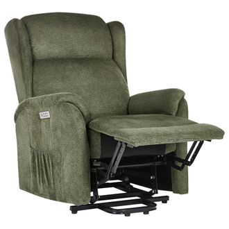 Beliani Sill&oacute;n Reclinable El&eacute;ctrico Moderno De Tela Con Funci&oacute;n De Elevaci&oacute;n Verde Elegy