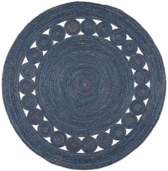 Safavieh Alfombra yute azul marino 183 x 183 cm
