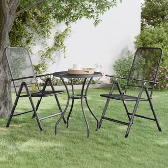 vidaXL Vidaxl - Sedie Giardino Pieghevoli 2 Pz Rete Metallica Espansa Antracite