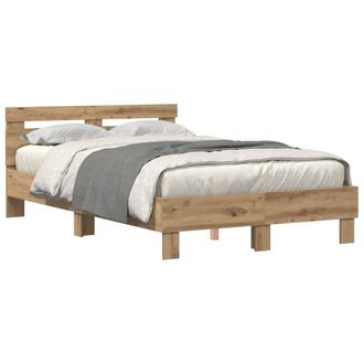 Berkfield Home Oak Bed Frame Artisan Oak Engineered Wood 120 x 190 cm Durable in Beige