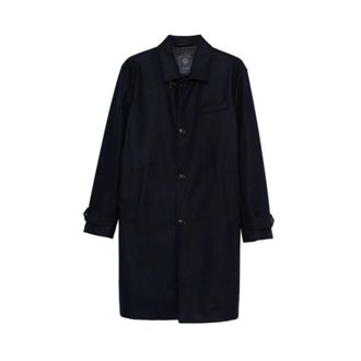 Fay Single-Breasted Coats, male, Blue, Size: XL Wool Coat With Hook