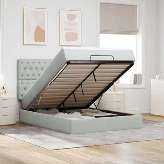 vidaXL Estructura Cama Otomana Colchones Gris Claro 140x190cm
