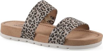 White Mountain Tahlie Slide Sandal in Natural Leopard Suedette at Nordstrom Rack, Size 6.5