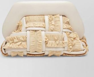 Themoir&egrave; rectangular clutch bag woven texture fringe