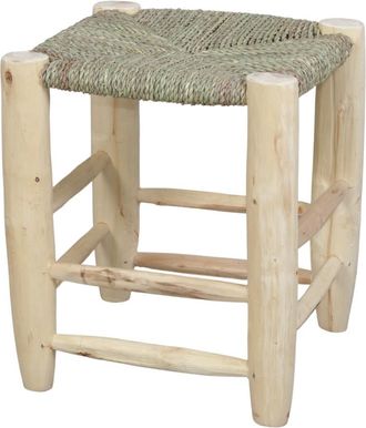 MisterWils Taburete Bajo De Madera Y Fibra Kandice - Natural - 40x37x37