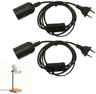 OEM Portalampade E27 Con Interruttore Integrato - Confezione Da 2, Cavo Da 1,5 M, Elegante Colore Nero, Ideali Per Lampade Da Terra, Lampadari E Cucine