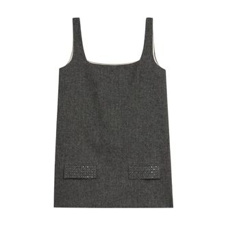 A Paper Kid Kleedjes, Dames, Zwart, S, Polyester, Abito Corto Con Tasche Borchiate