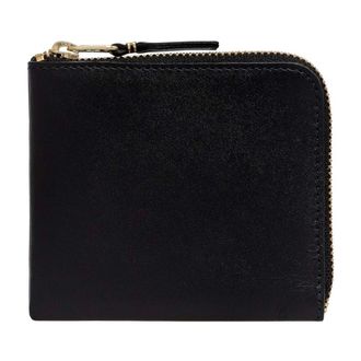 Comme Des Garçons Accessoires, Heren, Zwart, ONE Size, Leer, Zwarte leren portemonnee met ritssluiting
