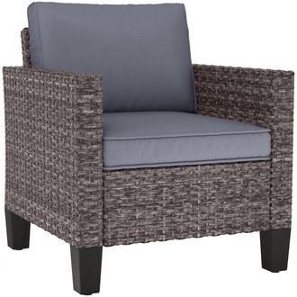 OUTSUNNY Single Rattan Chair - Garden Armchair with Cushions - Light Grey | TJ Hughes
