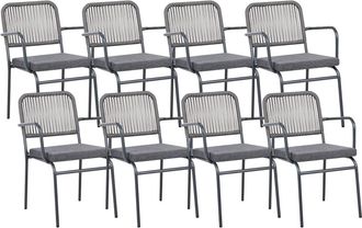 Beliani Conjunto de 8 sillas de jard&iacute;n con cojines Metal Gris