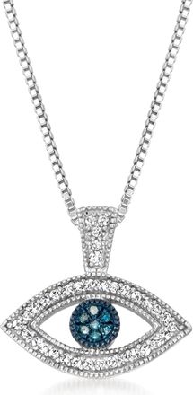 Ross-Simons Blue and White Diamond Evil Eye Pendant Necklace in Sterling Silver