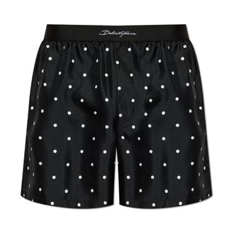 Dolce & Gabbana Bottoms, male, Black, Size: 2XL Printed silk regular-fit shorts