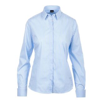 Fay Shirts, female, Blue, Size: 2XS Striped Turned-up Cuffs Shirt