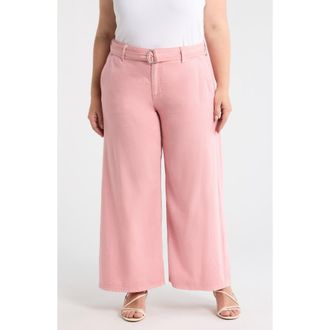 Liverpool L.A. Stride Belted High Waist Ankle Wide Leg Jeans in Misty Blush at Nordstrom, Size 16W