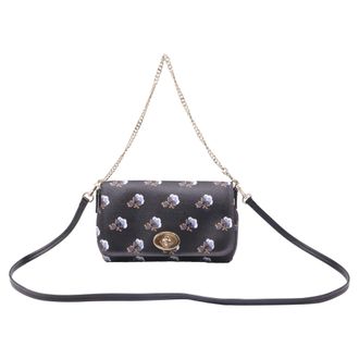 Coach Mini Ruby Floral-Print Shoulder Bag in Black Leather