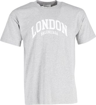 Balenciaga Balenciaga London Wide Fit T-shirt in lichtgrijs katoen