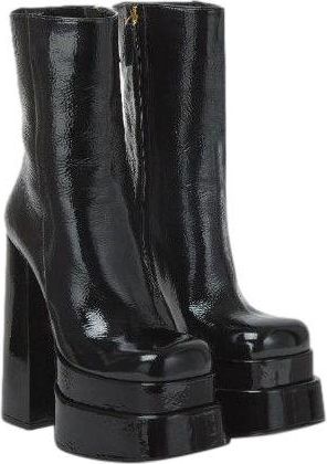 Versace Black Patent Aevitas Platform Boots Size 41