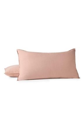 Coyuchi Organic Crinkled Percale Sham in Praline Chambray at Nordstrom, Size King