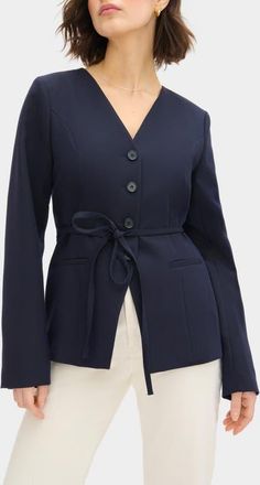 Aligne Parker Collarless Jacket in Navy at Nordstrom, Size 12