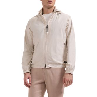 Bugatchi Water Repellent Packable Jacket with Removable Hood in Almond at Nordstrom, Size Xx-Large