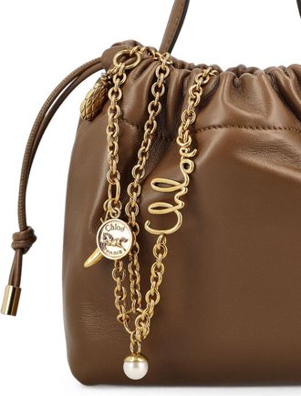 Chlo&eacute; Gathered Leather Bucket Bag - Brown