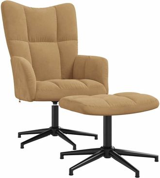 vidaXL Sill&oacute;n De Relax Con Taburete Terciopelo Marr&oacute;n Vidaxl