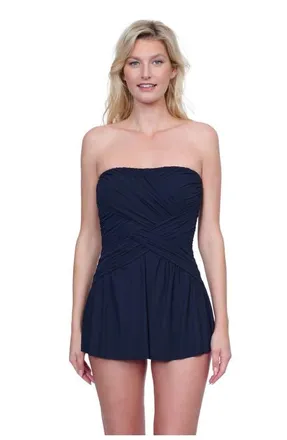 Gottex Lattice Bandeau Swimdress in Black at Nordstrom, Size 14