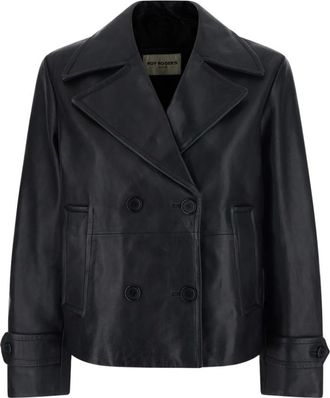 Roy Rogers Peacoat in Ecopelle con Revers a Tacca - - Jackets - Donna - Nero - 2XS
