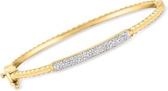 Ross-Simons Diamond Bar Bangle Bracelet in 18kt Gold Over Sterling