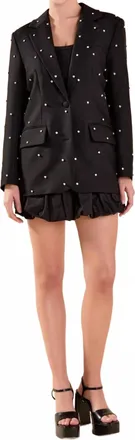 English Factory Darlin Rhinestone Blazer In Black
