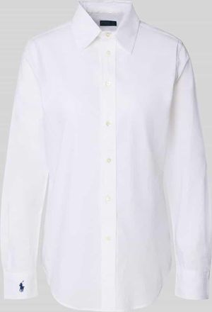 Polo Ralph Lauren Regular Fit Hemdbluse mit Logo-Stitching in Weiss, Größe 34