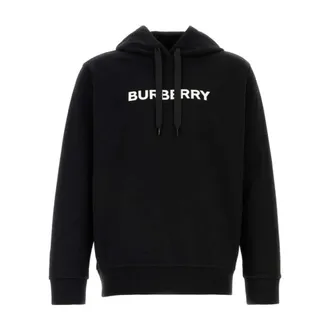 Burberry Hoodies, male, Black, Size: XL Logo Print Hooded Sweater
