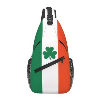 Generic Ireland Shamrock Flag Shoulder Bag Adjustable Cross Body Bag With Zipper Backpack For Casual Workout Men