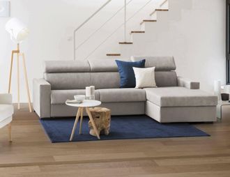 Talamo Italia Sofa Cama Alberta, Sof&aacute; De Esquina, 100% Made In Italy, Sof&aacute; Con Apertura Giratoria, Con Pen&iacute;nsula De Contenedores A La Derecha, Con Reposabrazos Est&aacute;