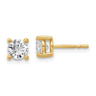 Diamond2Deal 14k Yellow Gold 1 1/4 ct Round Lab Grown Diamond Stud Earrings VS Clarity, G-H Color