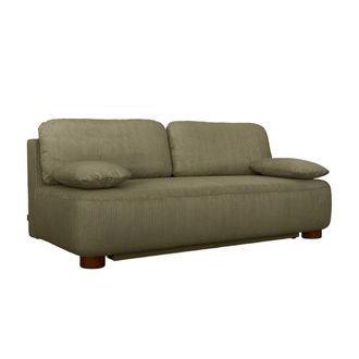 Sweeek Sof&aacute; cama de terciopelo de pana, 3 plazas, verde kaki