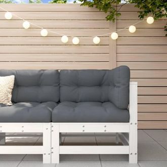 vidaXL Sof&aacute; Esquinero Con Cojines Madera Maciza De Pino Blanco Vidaxl