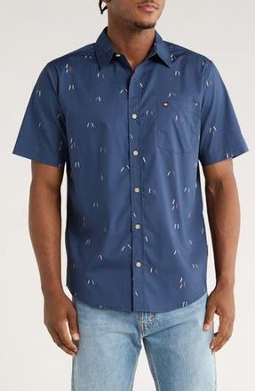 Quiksilver Classic Fit Poleline Short Sleeve Button-Up Shirt in Navy at Nordstrom Rack, Size Small