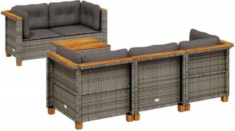 vidaXL Vidaxl - Set De Muebles De Jard&iacute;n 6 Pzas Y Cojines Rat&aacute;n Sint&eacute;tico Gris