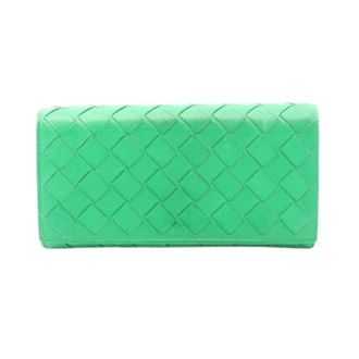 Bottega Veneta Pre-owned Wallets, female, Green, Size: ONE SIZE Pre-owned Intrecciato Leather Long Bifold Wallet