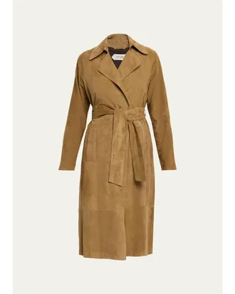 Arma Yava Wrap-Front Lambskin Suede Coat