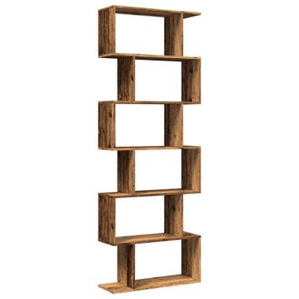 Berkfield Home Room Divider Bookcase 6-Tier Old Wood 70x24x193 cm Engineered Wood in Brown | Size: 70 x 24 x 193 cm