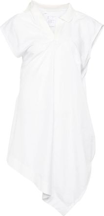 sacai asymmetric-neck polo shirt - women - Polyester/Cotton - 1 - White