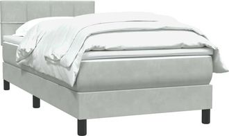 vidaXL Cama Box Spring Con Colch&oacute;n Terciopelo Gris Claro 90x210 Cm Vidaxl