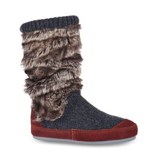 Acorn Womens Slouch Boots Slipper, Charcoal Fur, Small UK